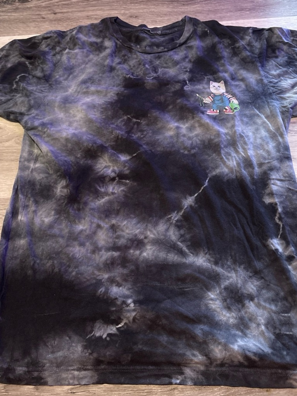Ripndip Black and Purple Tie-Dye Cat Graphic Tee